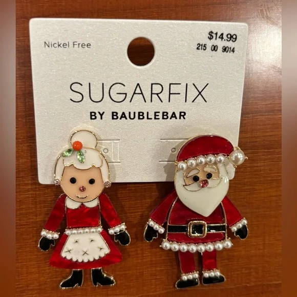 Sugarfix by Baublebar Santa and Mrs. Claus Dangle Sparkly Earrings - Picture 2 of 4
